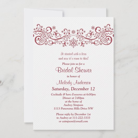 Winter Snowflake Floral Red White Vrijgezellenfees Kaart (Voorkant)