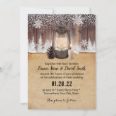 Winter Snowflake Forest  Lantern Wedding Kaart (Voorkant)