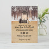 Winter Snowflake Forest  Lantern Wedding Kaart (Staand voorkant)