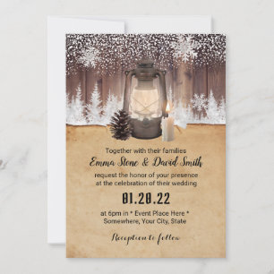 Winter Snowflake Forest  Lantern Wedding Kaart