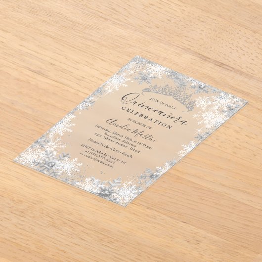 Winter Snowflake Fosted Quinceanera Acryl Uitnodigingen (Laagn)