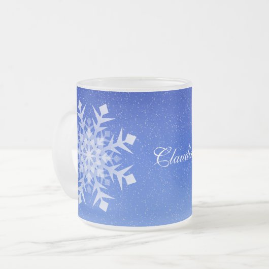 Winter Snowflake Frosted Cup of Mok (Voorkant links)