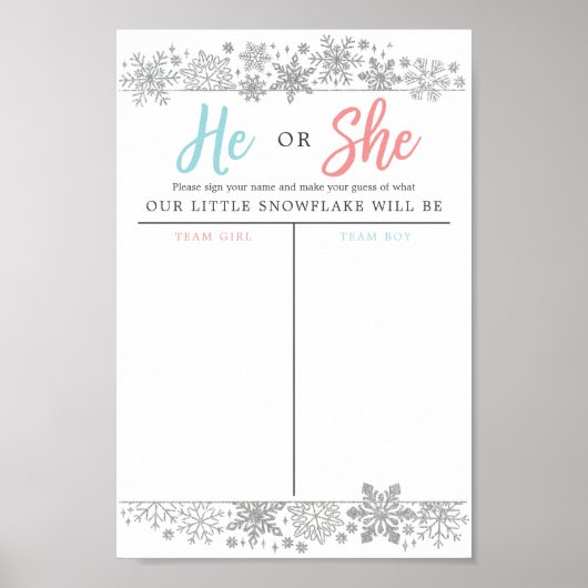 Winter Snowflake Gender openbaart stembord Poster (Voorkant)