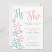 Winter Snowflake Gender Reveal Party Kaart (Voorkant)