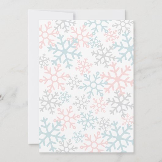 Winter Snowflake Gender Reveal Party Kaart (Achterkant)