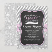 Winter Snowflake Girl baby shower-uitnodiging Kaart (Voorkant / Achterkant)