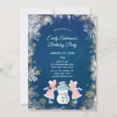 Winter Snowflake Girl Birthday Party Kaart (Voorkant)