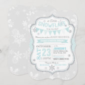 Winter Snowflake Glitter Baby shower Uitnodiging (Voorkant / Achterkant)