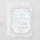 Winter Snowflake Glitter Baby shower Uitnodiging (Voorkant)