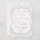 Winter Snowflake Glitter Baby shower Uitnodiging (Voorkant)