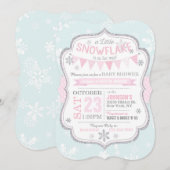 Winter Snowflake Glitter Baby shower Uitnodiging (Voorkant / Achterkant)