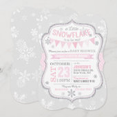Winter Snowflake Glitter Baby shower Uitnodiging (Voorkant / Achterkant)