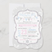 Winter Snowflake Glitter Gender onthulling Kaart (Voorkant)