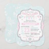 Winter Snowflake Glitter Twins Baby shower Kaart (Voorkant / Achterkant)