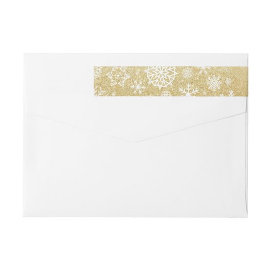 Winter Snowflake Gold Glitter Black Monogram Label (Achterkant)