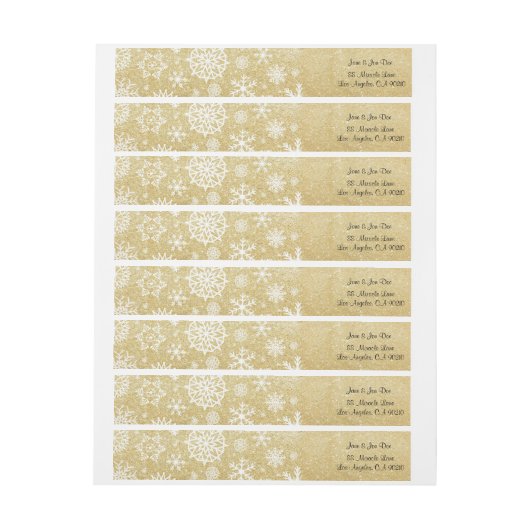 Winter Snowflake Gold Glitter Black Monogram Label (Vel)