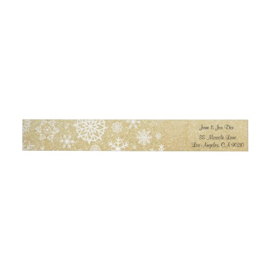 Winter Snowflake Gold Glitter Black Monogram Label (Individueel)