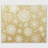Winter Snowflake Gold Glitter Kerstmis Cadeaupapier (Vlak)