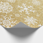 Winter Snowflake Gold Glitter Kerstmis Cadeaupapier (Hoek)