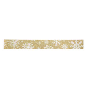 Winter Snowflake Gold Glitter Kerstmis Satijnen Lint