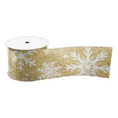 Winter Snowflake Gold Glitter Kerstmis Satijnen Lint (Spoel)