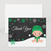 Winter Snowflake Green Dank u wel Bedankkaart (Voorkant / Achterkant)