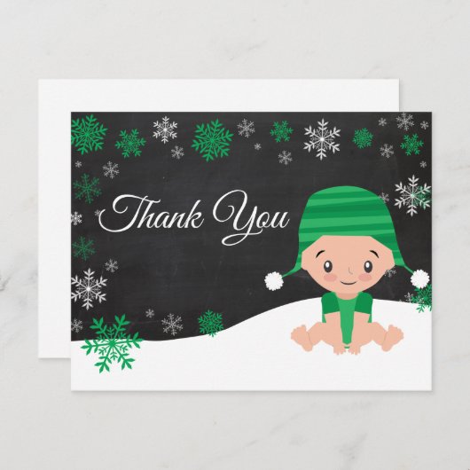 Winter Snowflake Green Dank u wel Bedankkaart (Voorkant / Achterkant)