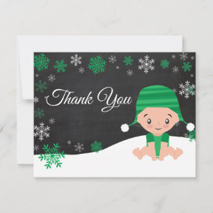 Winter Snowflake Green Dank u wel Bedankkaart