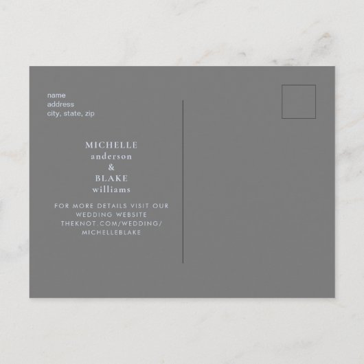 Winter Snowflake Grey/Ice Blue Monogram Opslagdatu Aankondigingskaart (Achterkant)