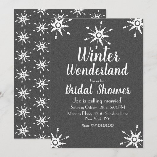 Winter Snowflake Grey Vrijgezellenfeest Kaart (Voorkant / Achterkant)