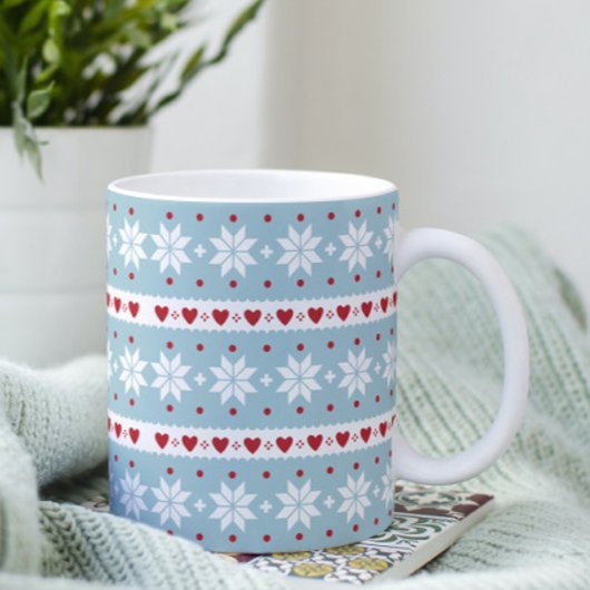 Winter Snowflake Hearts Designer Coffee Mok