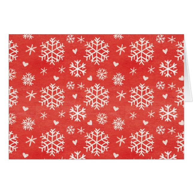 Winter Snowflake Hearts Patroon (Voorkant Horizontaal)