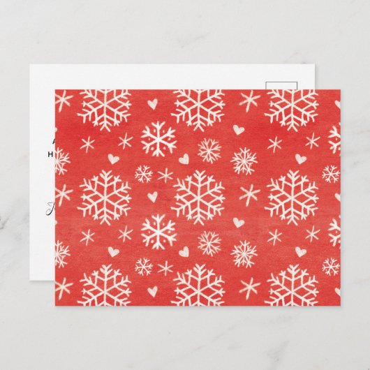 Winter Snowflake Hearts Patroon Briefkaart (Voorkant / Achterkant)