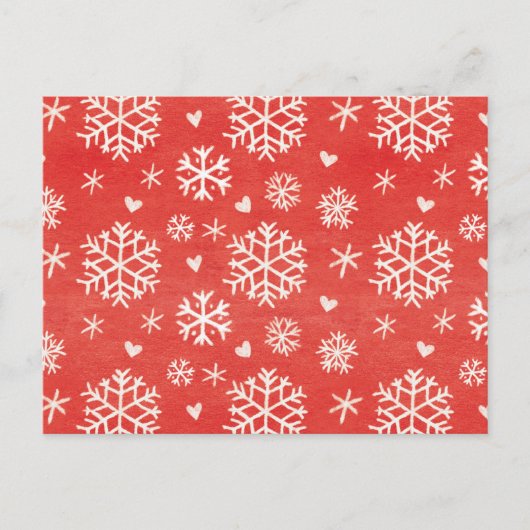Winter Snowflake Hearts Patroon Briefkaart (Voorkant)