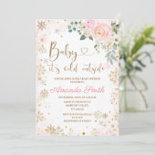 Winter Snowflake Het is koud buiten Baby shower Kaart (Staand voorkant)