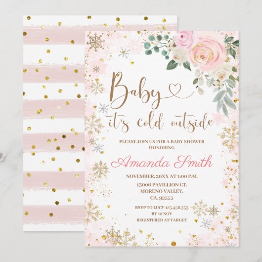 Winter Snowflake Het is koud buiten Baby shower Kaart (Voorkant / Achterkant)