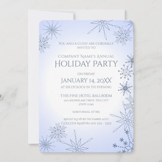 Winter Snowflake Holiday Party Kaart (Voorkant)