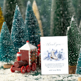 Winter Snowflake Ice Skate Baby Shower Bedankkaart