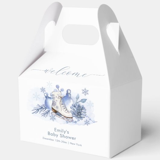 Winter Snowflake Ice Skate Baby Shower Welcome Bedankdoosjes (Voorkant)