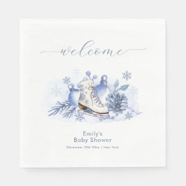 Winter Snowflake Ice Skate Baby Shower Welcome Servet