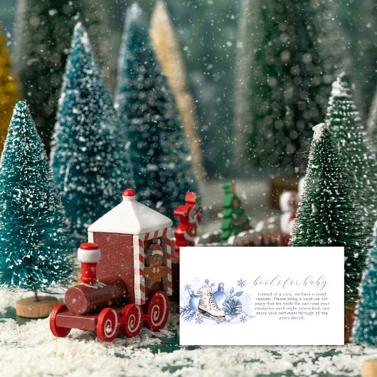 Winter Snowflake Ice Skate Books For Baby Shower Informatiekaartje
