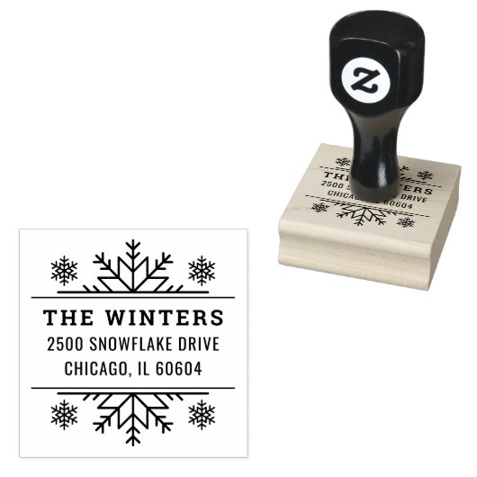 Winter Snowflake Lijst Holiday Return Address Rubberstempel (Gestempeld)