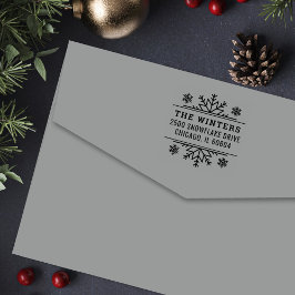 Winter Snowflake Lijst Holiday Return Address Zelfinktende Stempel