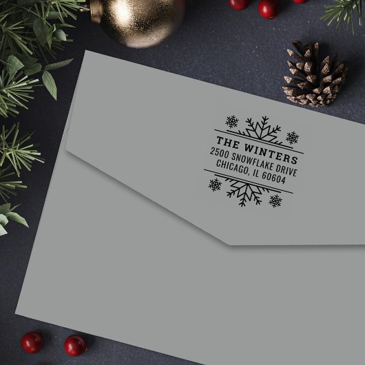Winter Snowflake Lijst Holiday Return Address Zelfinktende Stempel