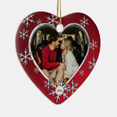 Winter Snowflake Lijst Red Keramisch Ornament (Rechts)