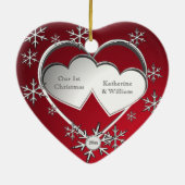 Winter Snowflake Lijst Red Keramisch Ornament (Achterkant)