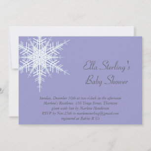 Winter Snowflake Lila Baby shower Kaart