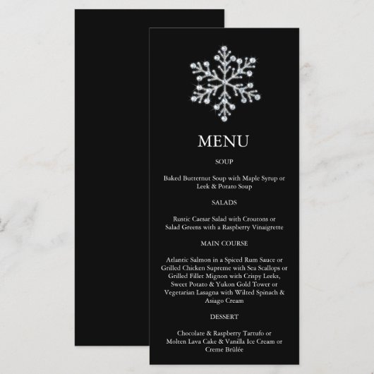 Winter Snowflake Menu (zwart) (Voorkant / Achterkant)
