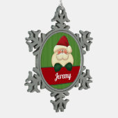 Winter Snowflake met kerstman en naam Tin Sneeuwvlok Ornament (Links)