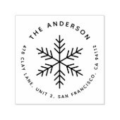 Winter Snowflake Modern Round Return Adres Zelfinktende Stempel (Design)